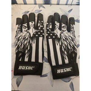 Men HUSHE' Gloves Black White Eagle Flag. XL